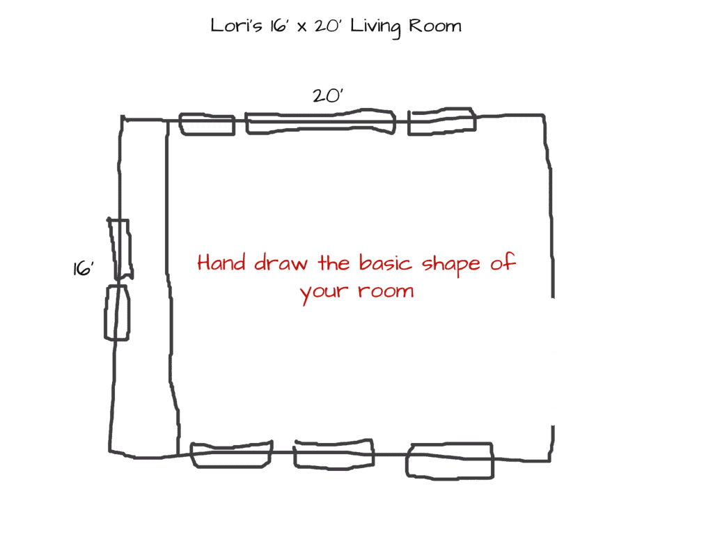 hand drawing of a floor plan example