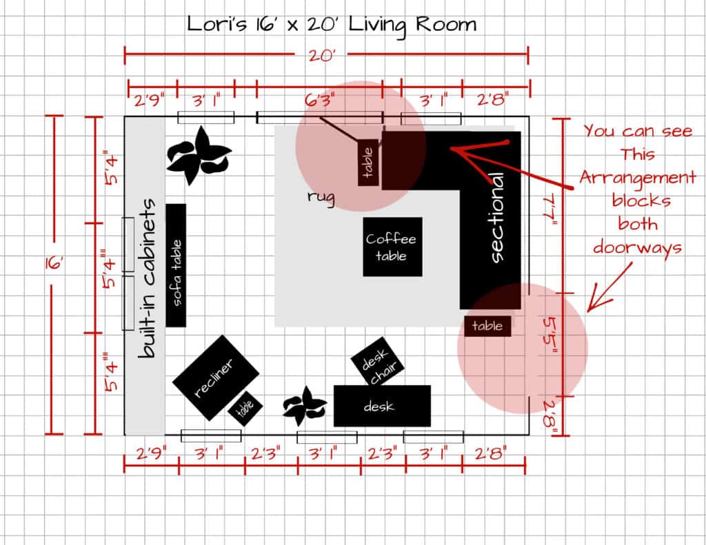 furniture arrangement on a floor plan