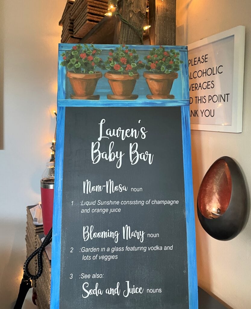 Baby bar idea for a garden baby themed baby shower