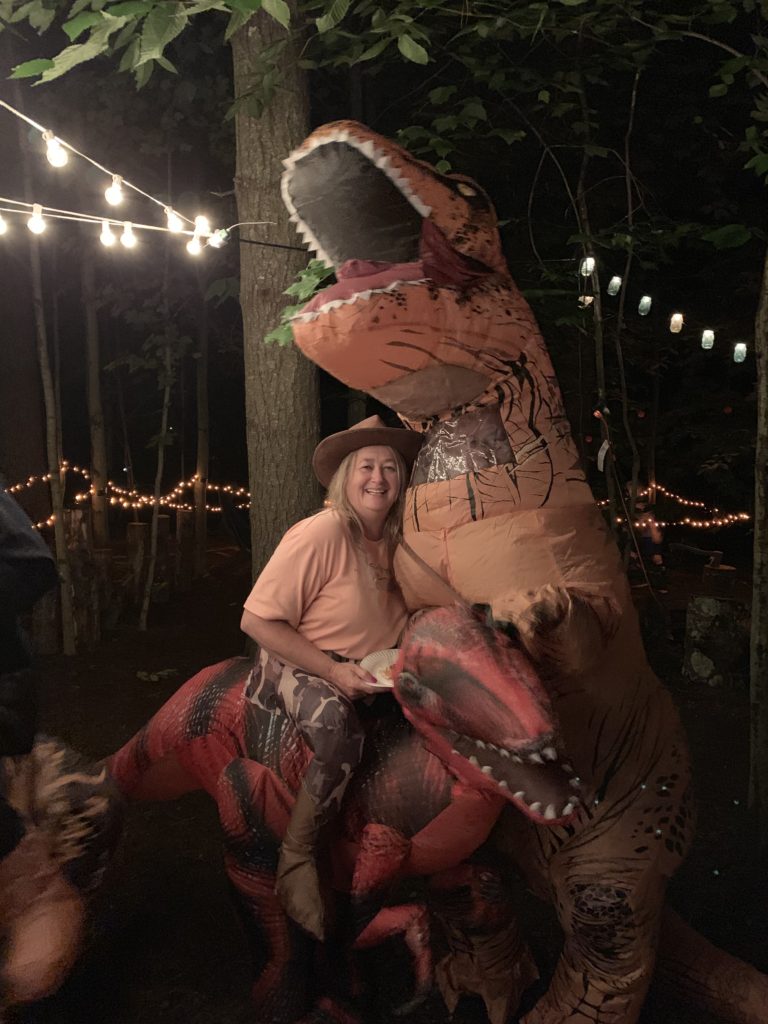 halloween camping jurassic park theme
