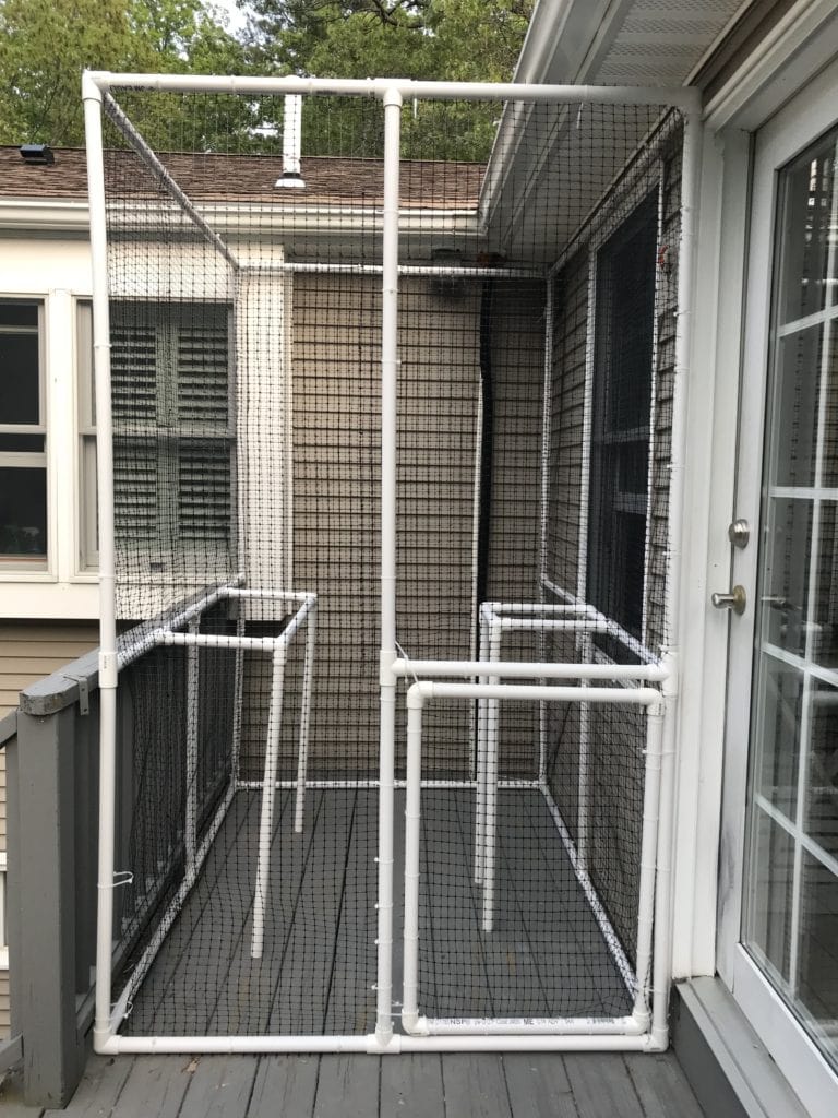 frame built and fenced for a custom made catio or cat enclosure