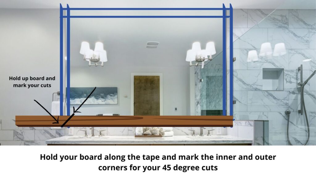 Use painters tape to mark out your mirror frame