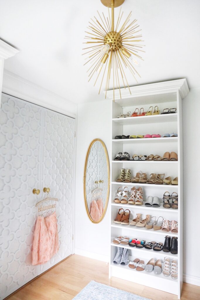 custom closet design with shoes