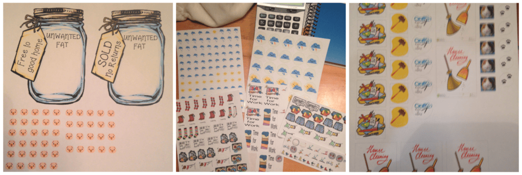 Cricut projects of planner stickers.  Diet jars, chore stickers, weather stickers.  What do you do with a Cricut machine?