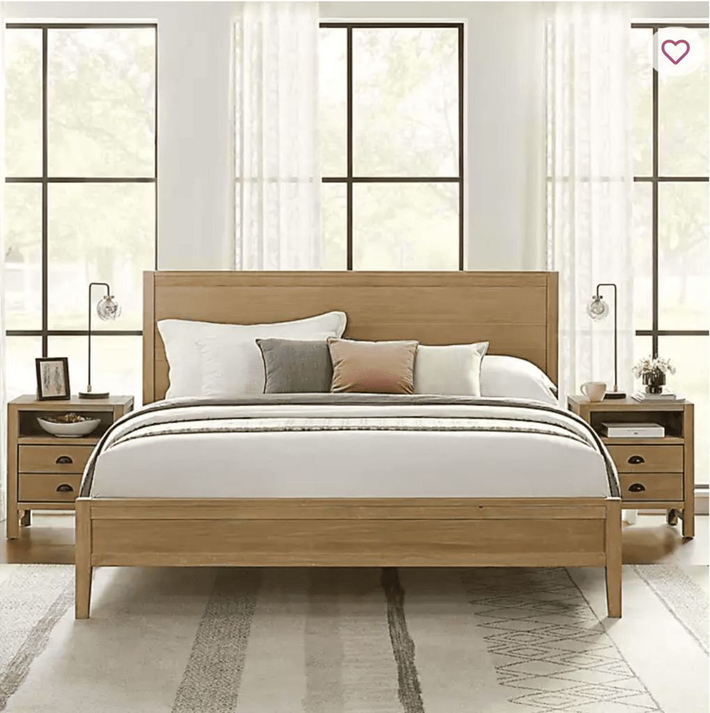 Kirkland's natural wood grain panel bed for a post "how to decorate a small bedroom with a king size bed#