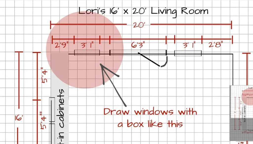 drawing a window in a floor plan