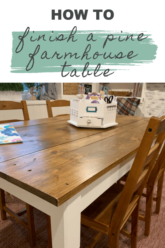 How to finish a pine farmhouse table.  Tabletop image after finishing