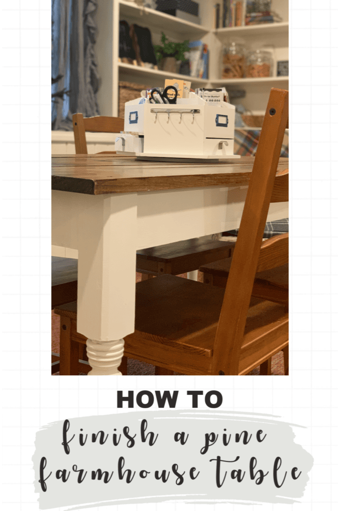 pin of a finished pine farmhouse table