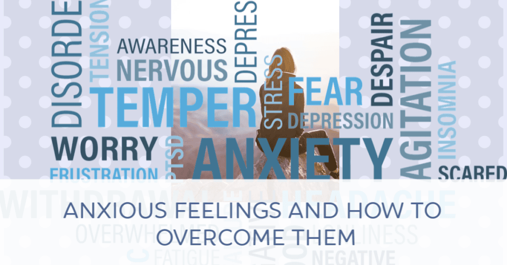 chart with anxiety feeling words and how to use them