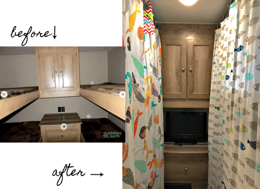 RV reno of the bunk room curtains