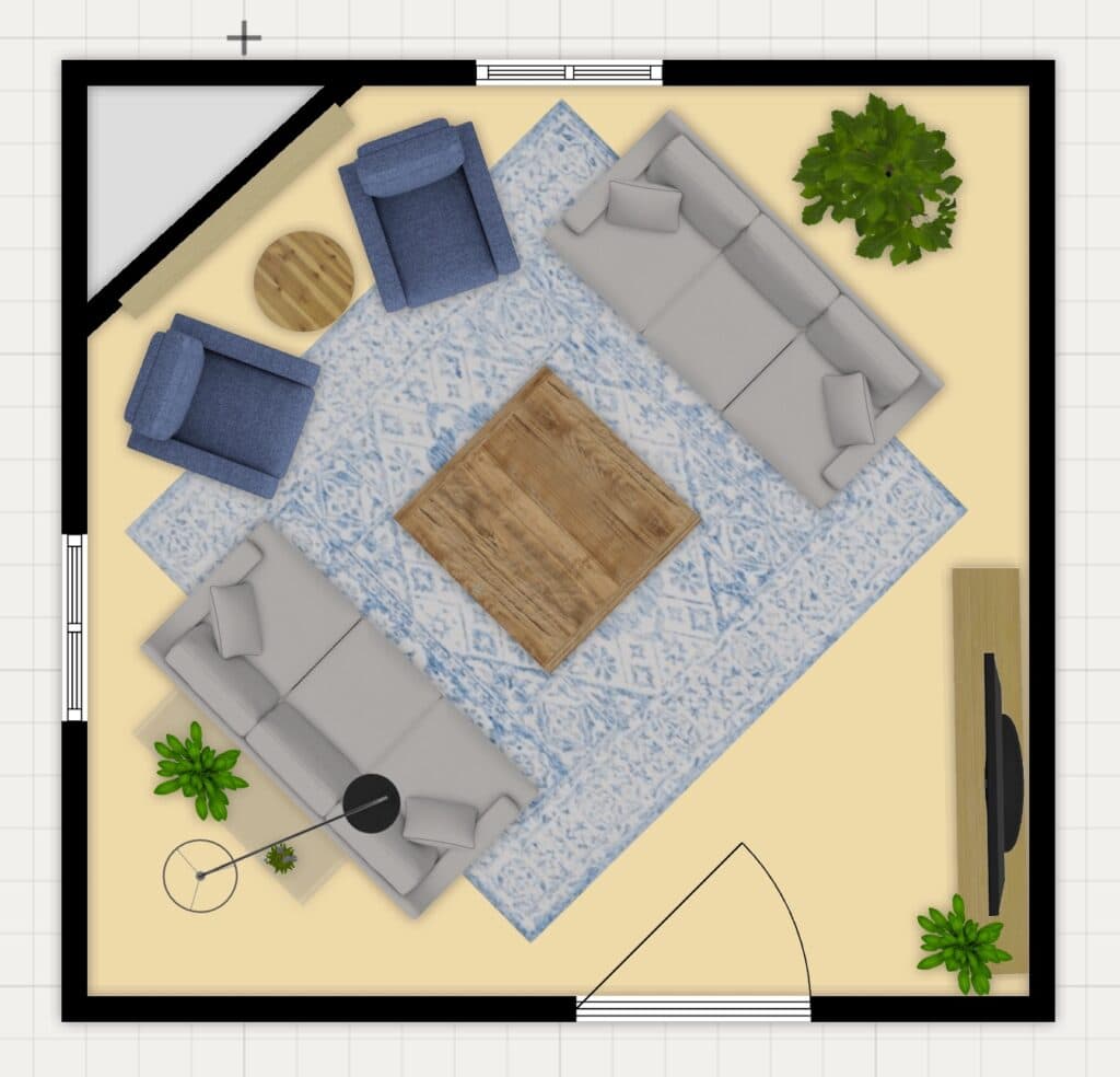 corner fireplace with tv entertainment center opposite