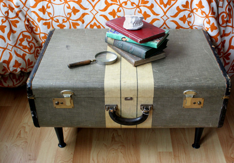Making a coffee table from a vintage suitcase