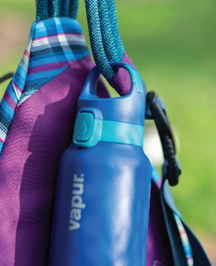 A blue water bottle from a backpack AI-generated content may be incorrect.