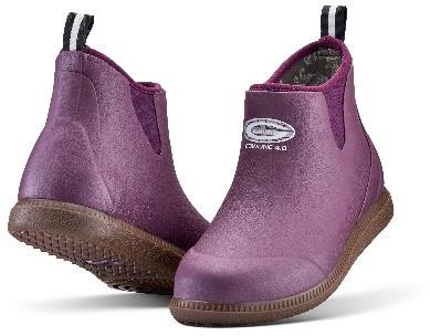 Purple waterproof shoes for children with slip-resistant soles.