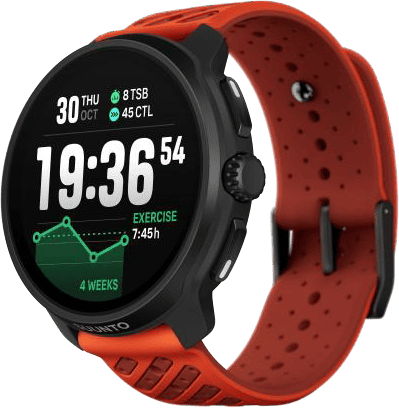 Advanced GPS fitness smartwatch with heart rate and activity tracking for outdoor sports.