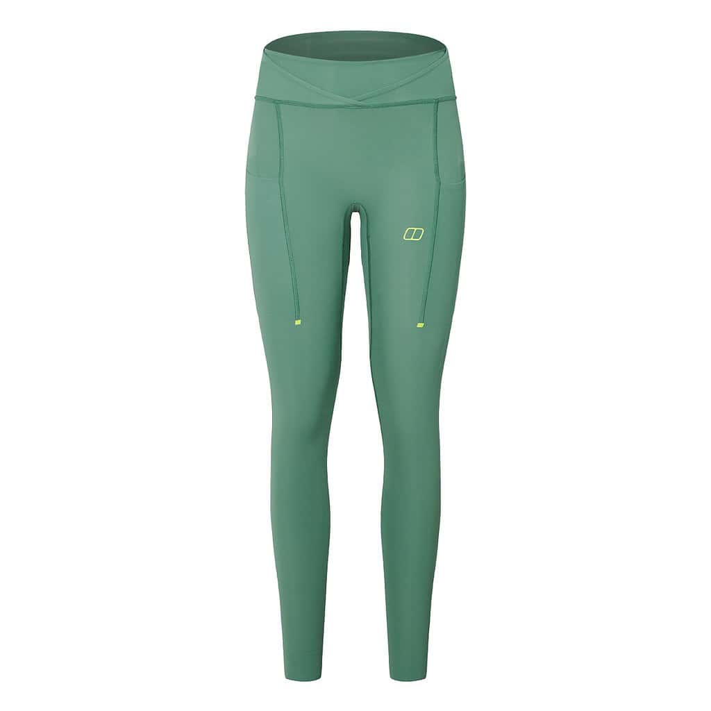Light green outdoor performance leggings with stretchy, breathable fabric for hiking and outdoor activities.