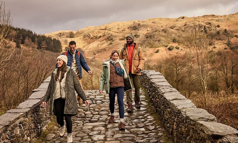 Comfortable outdoor clothing for hiking and exploring nature in UK countryside.
