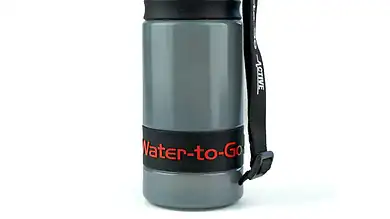 Outdoor Insight Eco Active 75cl filter water bottle with red logo.