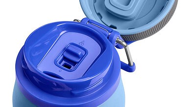 Stanley IceFlow Bottle with twist flip lid in blue and grey design.