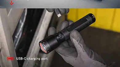 Waterproof LED torch with IP68 rating for rugged outdoor activities.