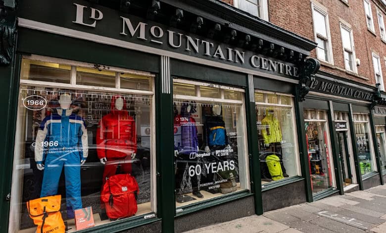 Outdoor mountain gear store celebrating 60 years with outdoor apparel and backpacks.