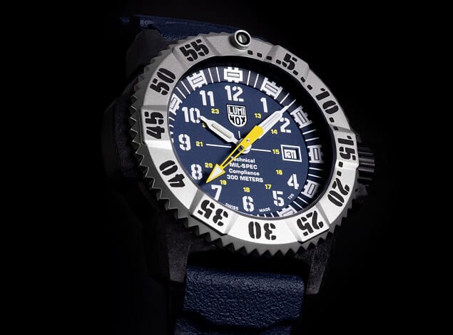 Durable outdoor watch with luminous dial for adventure and diving.