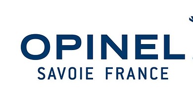 Opinel logo featuring the Savoie France region and a stylised hand holding a crown, representing qua.