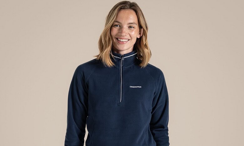Women's Miska VI Half Zip Fleece in blue navy, perfect for outdoor activities.