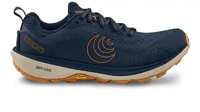 Men's outdoor trail running shoe with Vibram sole and waterproof features.