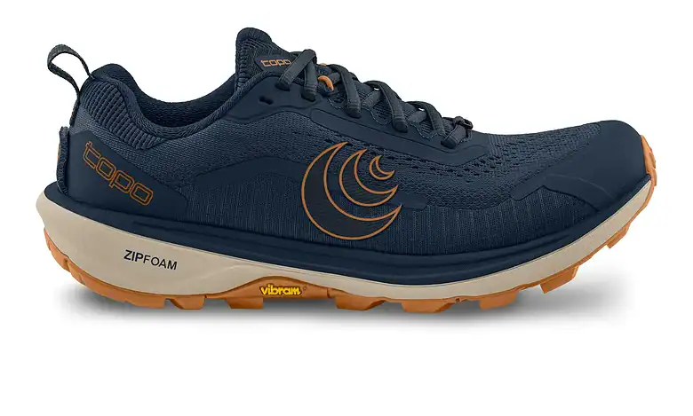 Men's outdoor trail running shoe with Vibram sole and waterproof features.