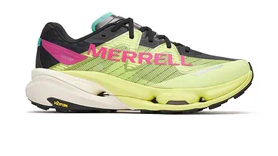 Merrell MTL SpeedARC Peak trail running shoe in lime green and black.
