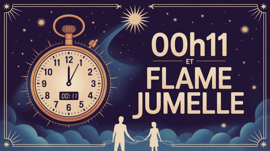00h11 flamme jumelle illustration mystique horloge