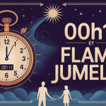 00h11 flamme jumelle illustration mystique horloge