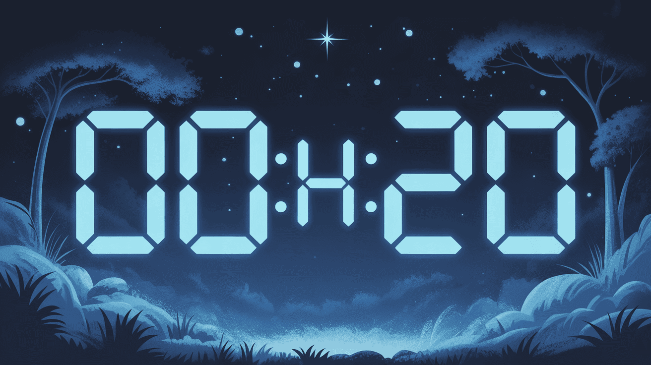 horloge digitale 00h20 signification ambiance mystique