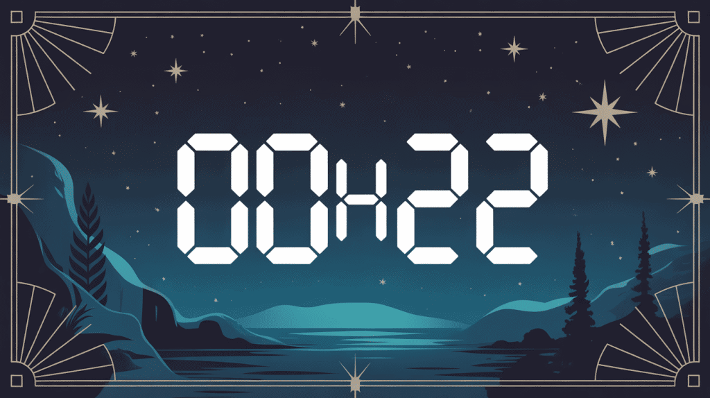 Horloge affichant 00h22 signification sur fond nocturne étoilé