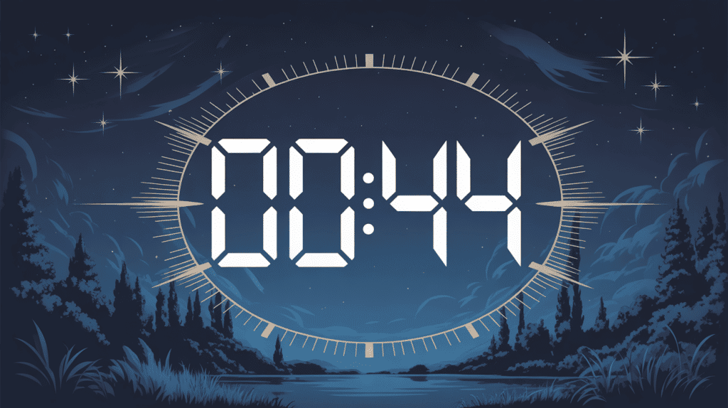 00h44 signification horloge digitale mystique fond étoilé