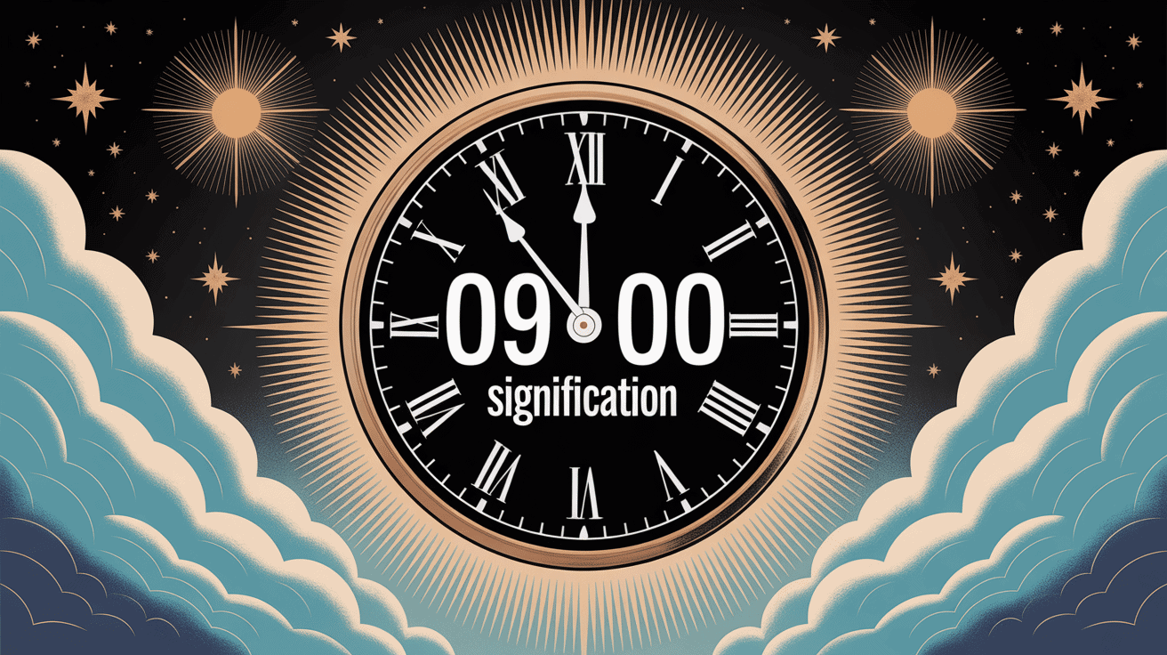 09h00 signification illustration horloge mystique et spirituelle