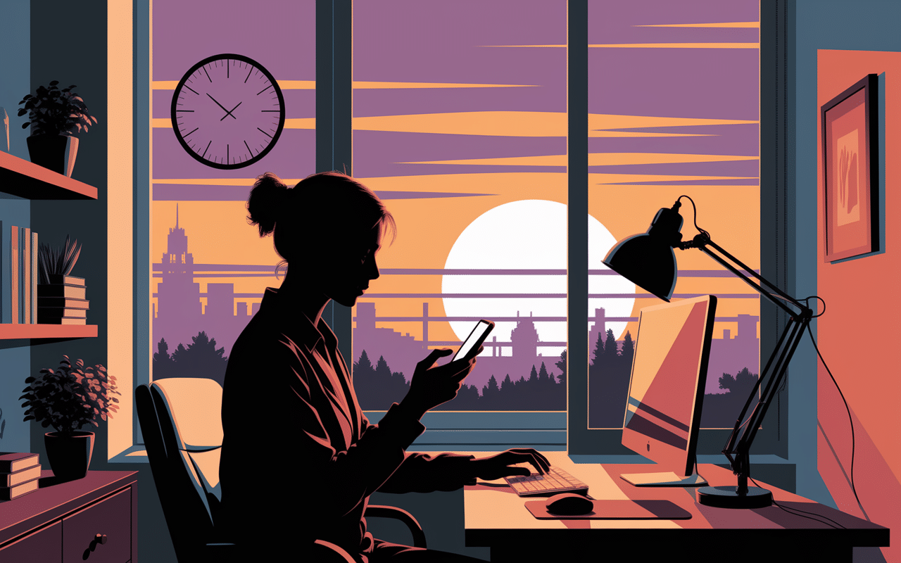 18h11 signification téléphone bureau lumière dorée