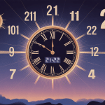 21h22 signification illustration horloge digitale et symboles