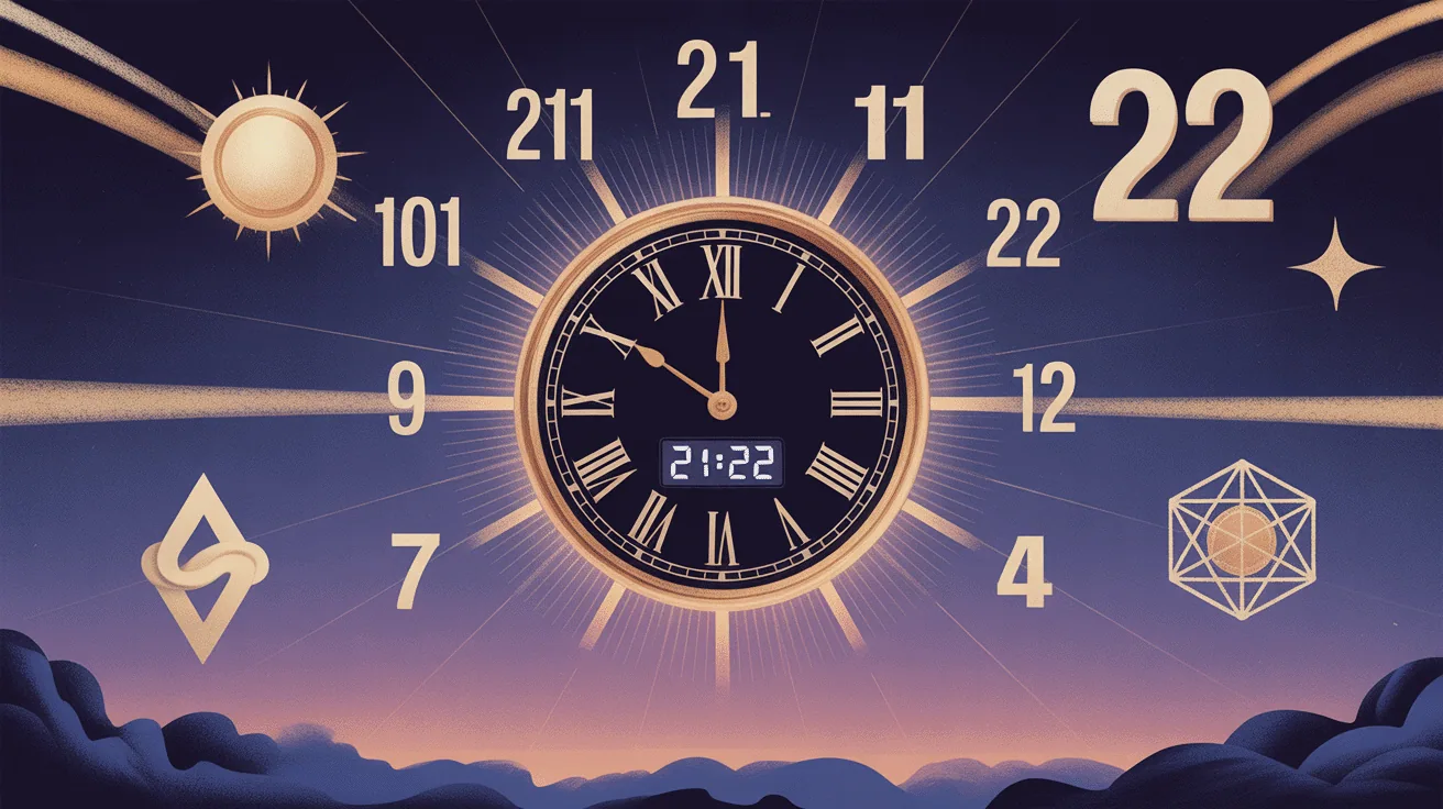 21h22 signification illustration horloge digitale et symboles
