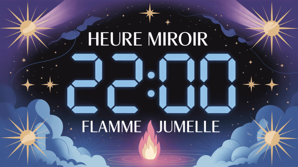 22h00 signification flamme jumelle sur horloge digitale et éléments spirituels
