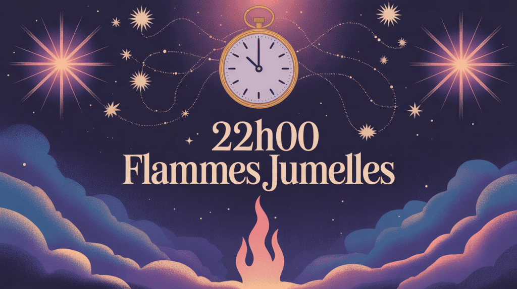 horloge 22h00 signification flamme jumelle illustration mystique