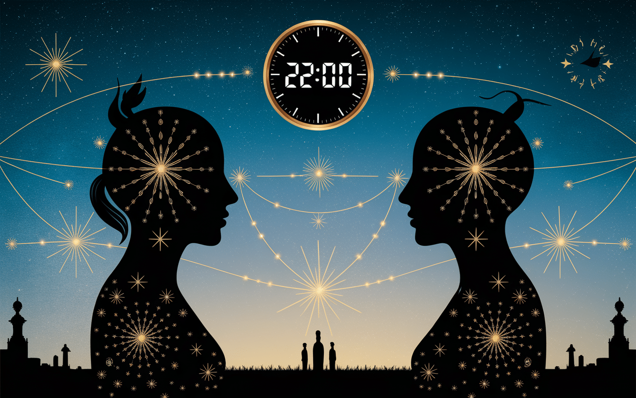 22h00 signification flamme jumelle silhouette connexion