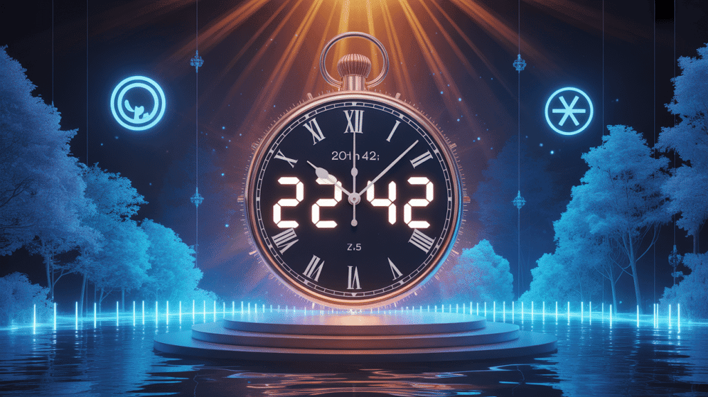 22h42 signification sur horloge numérique décor mystique