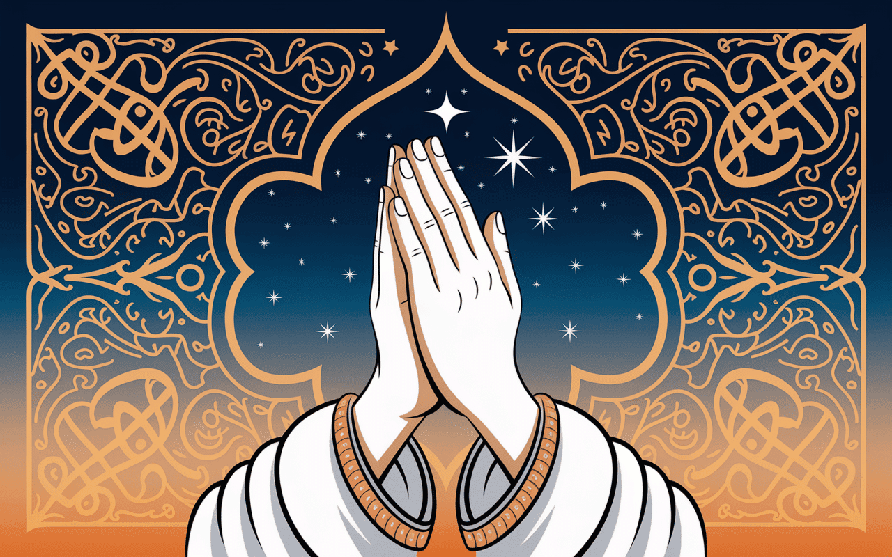 allah y kbel mains ouvertes priere calligraphie