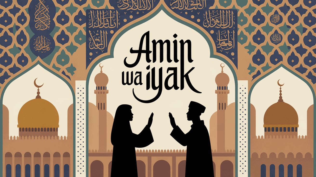 illustration amin wa iyak mosquée et calligraphie arabe