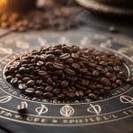 grain de café : signification spirituelle sur bois avec symboles
