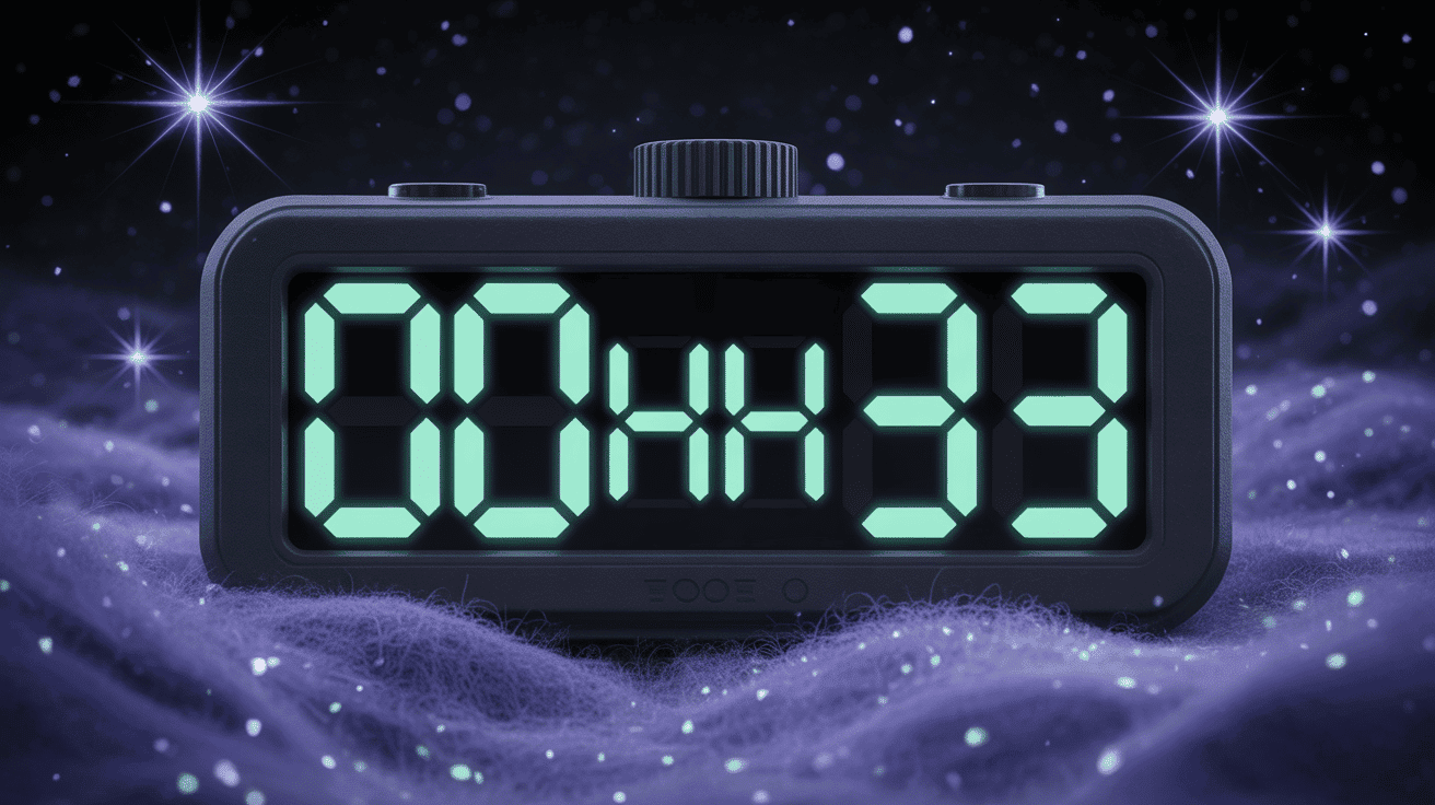 00h33 horloge digitale ambiance mystique nocturne