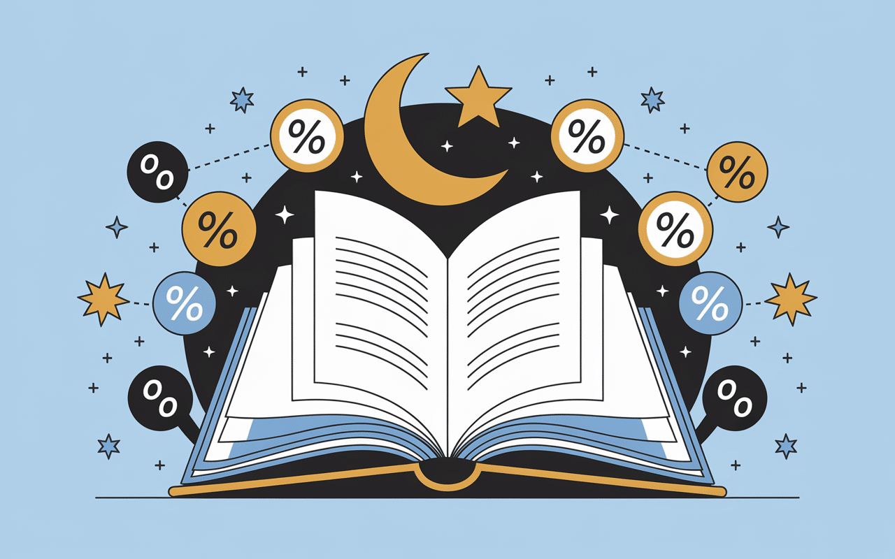 Livre ouvert symboles barrés finance sur les credit en islam