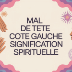 Mal de tête côté gauche signification spirituelle, silhouette humaine profil, auras et symboles lumineux